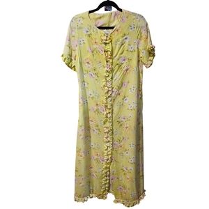 60s CAMPUS GIRL Ruffle Floral Housedress